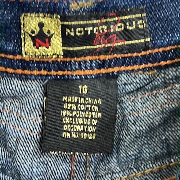 Notorious Big Dark Wash High Rose Wide leg jeans Vintage - Picture 8 of 8